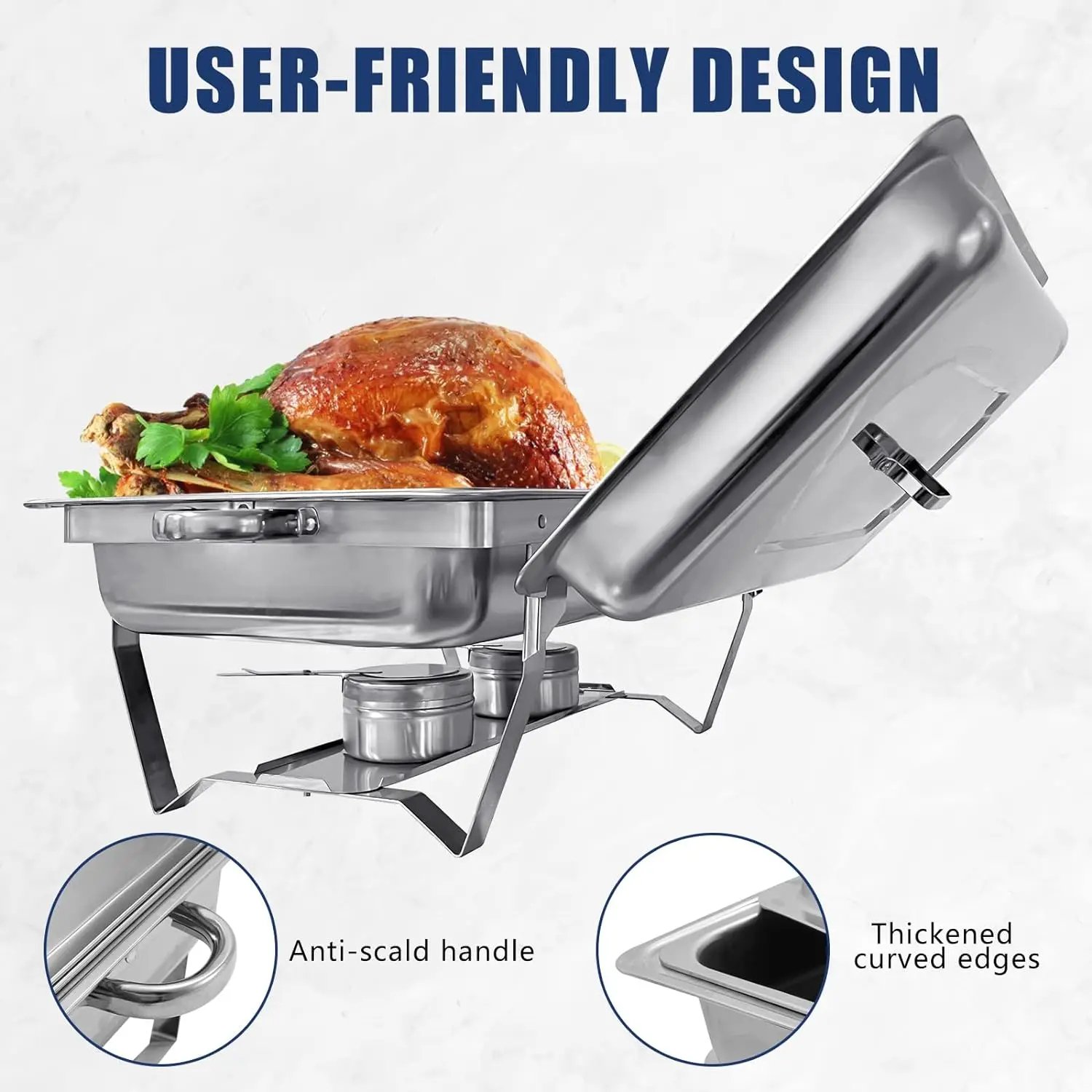 Chafing Dishes Silver Rectangular 4 pieces - Image 3
