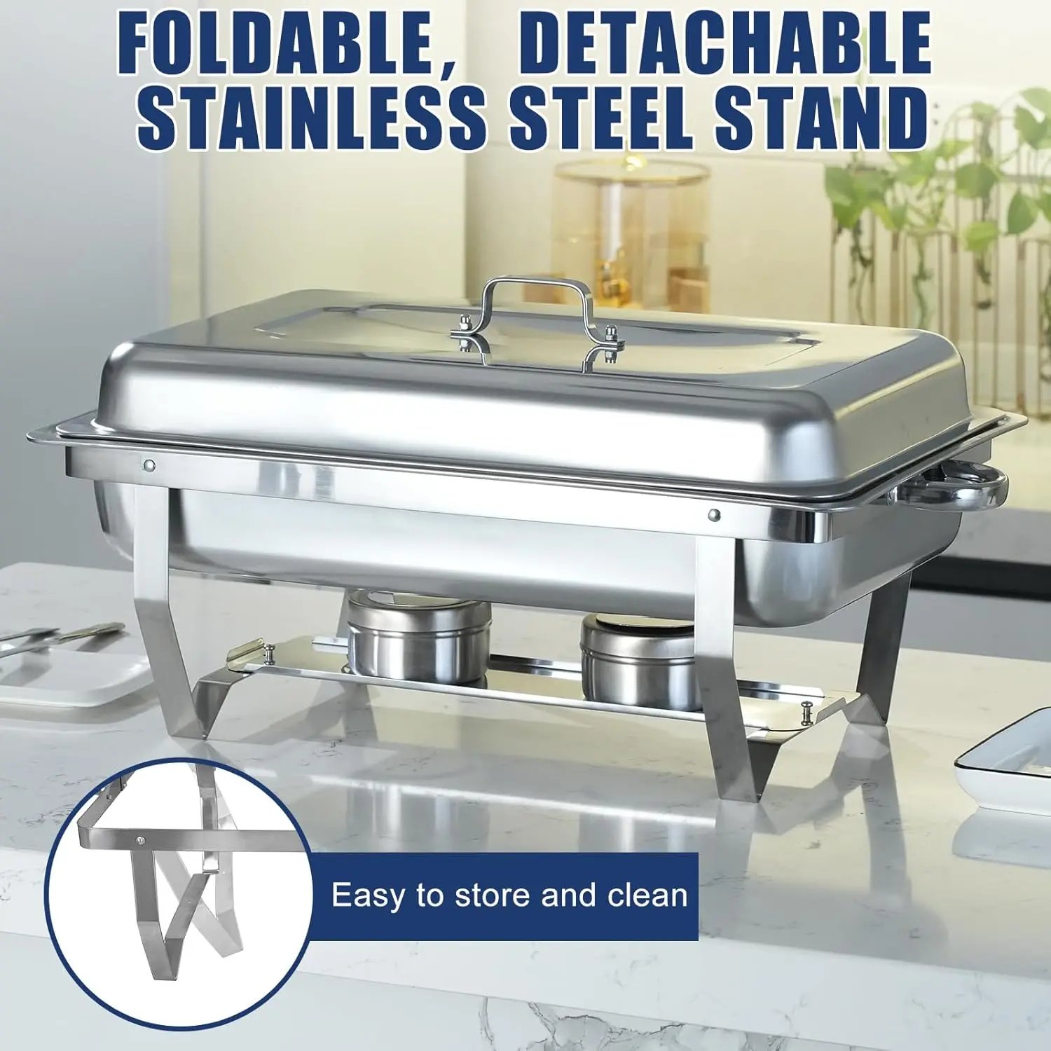 Chafing Dishes Silver Rectangular 4 pieces - Image 4