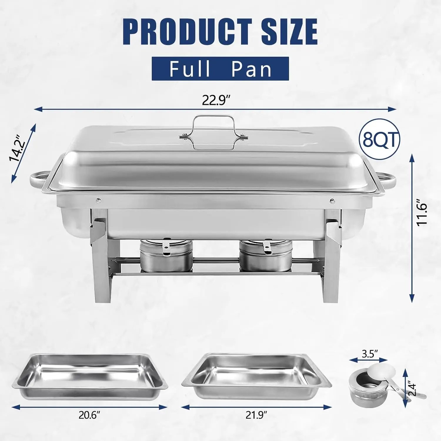 Chafing Dishes Silver Rectangular 4 pieces - Image 5